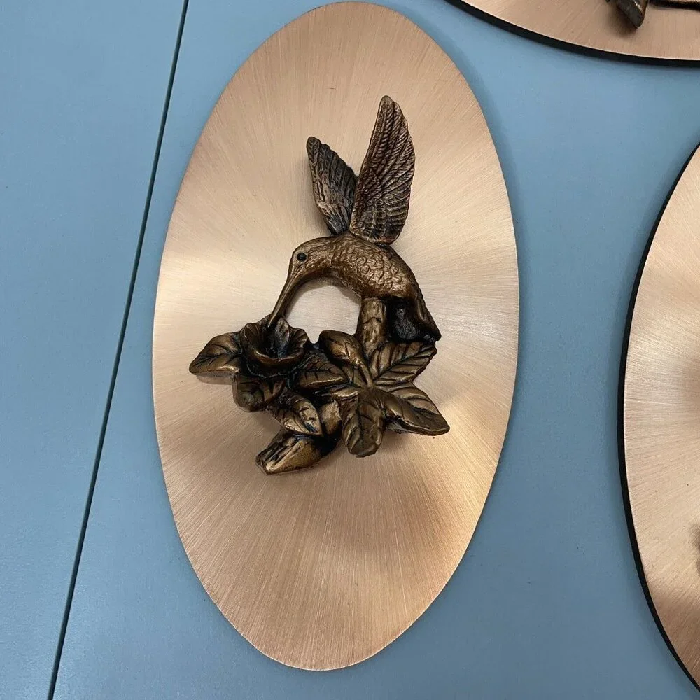Vintage Copper Wall Art Plaque Oval 3D Home Decor Horse Hummingbird Lighthouse